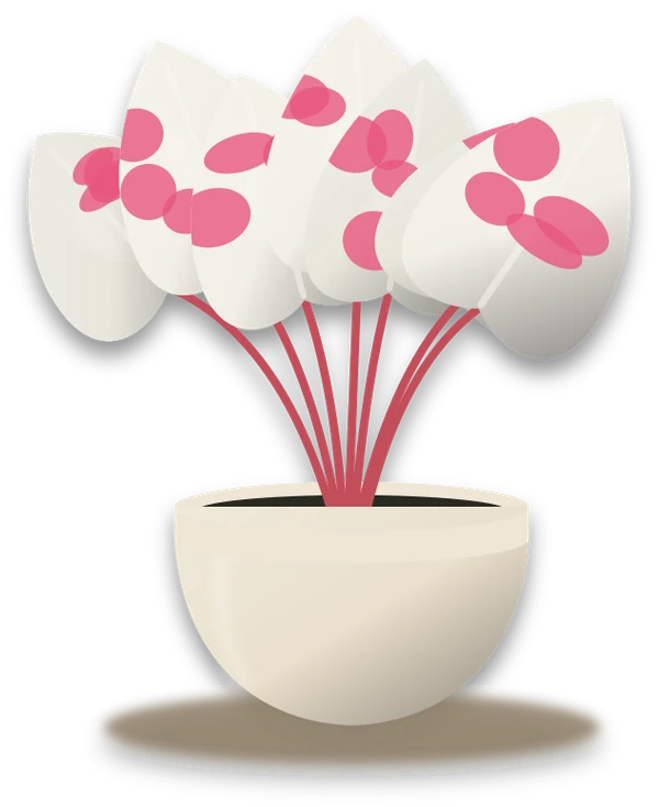 Illustration of a potted caladium
