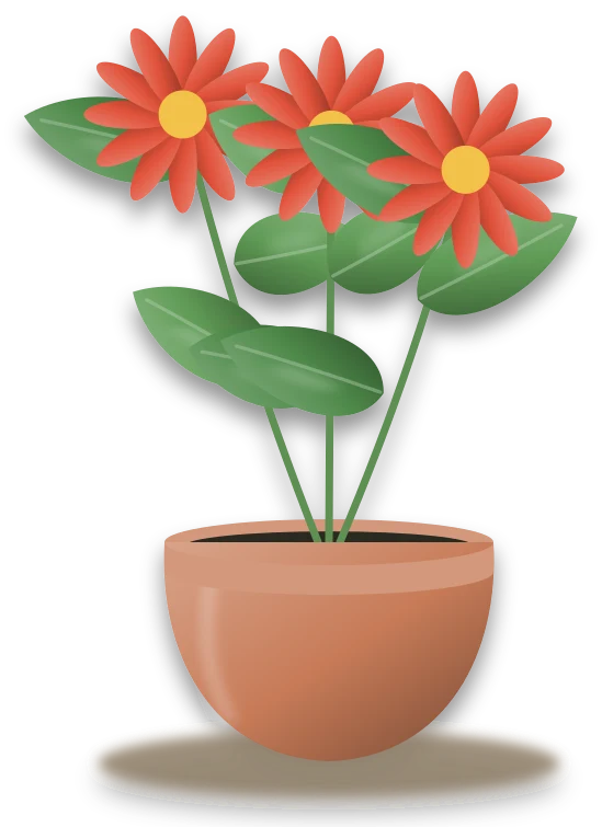 Illustration of a potted dahlia