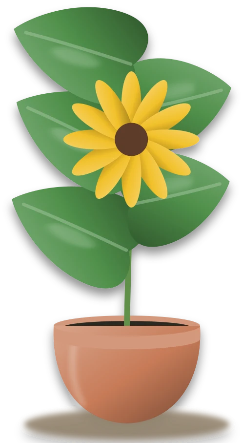 Illustration of a potted sunflower