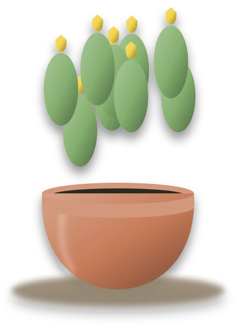 Illustration of a potted ladyfinger cactus