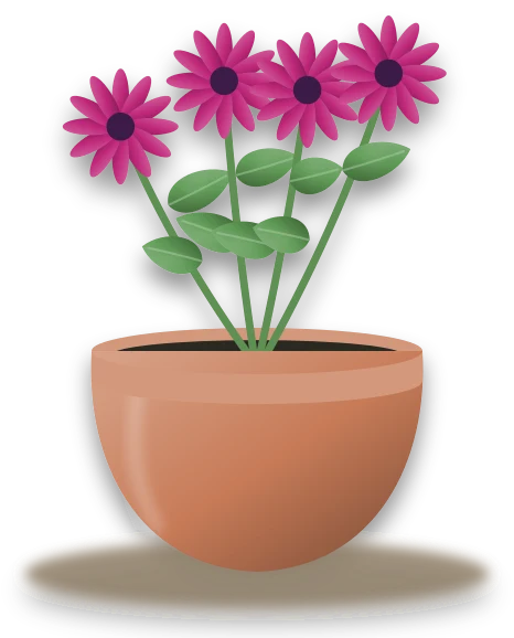 Illustration of a potted petunia