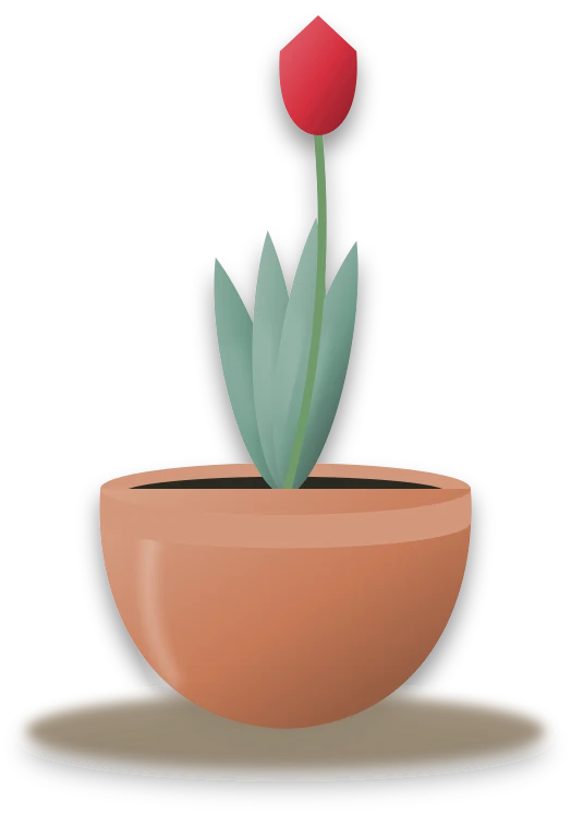 Illustration of a potted tulip