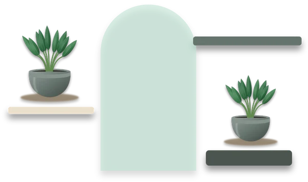 A plant on an indoor sill beside a doorway, and the same kind of plant on a step outside, standing in the shade of a porch roof.