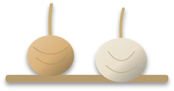 Two bulbs laid out to cure: a tan onion with a dry papery neck, and a cream garlic head with dry stalks.