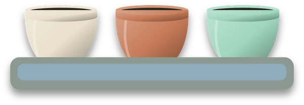 Three plant pots standing in a shallow tray that holds a layer of water.